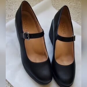 SOUL Naturalizer Adore Mary Janes, Wedge Heel, Black, Size 10